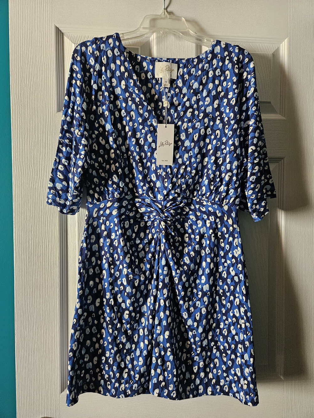 Lilly Pulitzer Blue and White Twist-Front Mini Dress